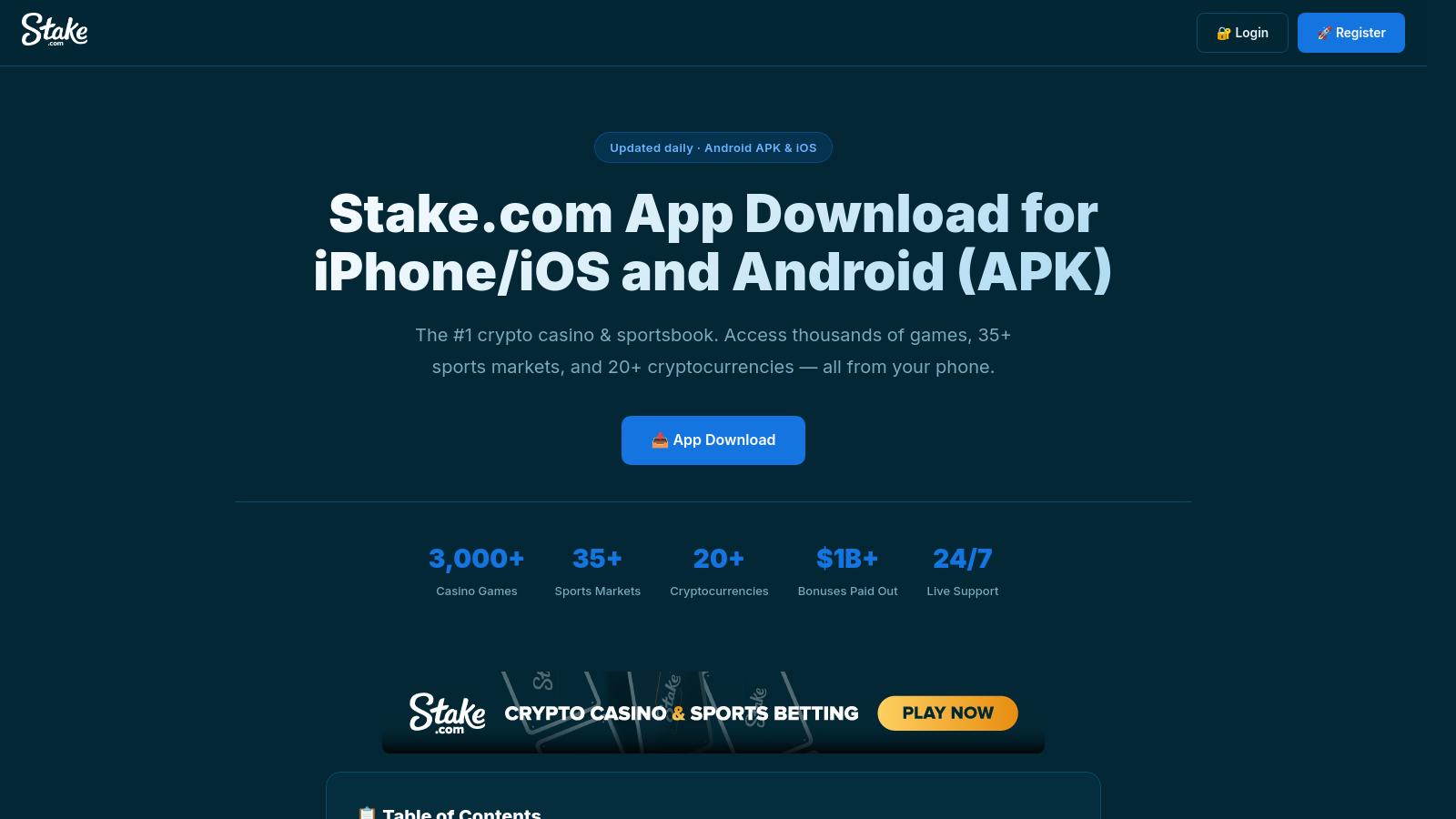Stake Betting App Download for Android (APK) and iPhone/iOS
